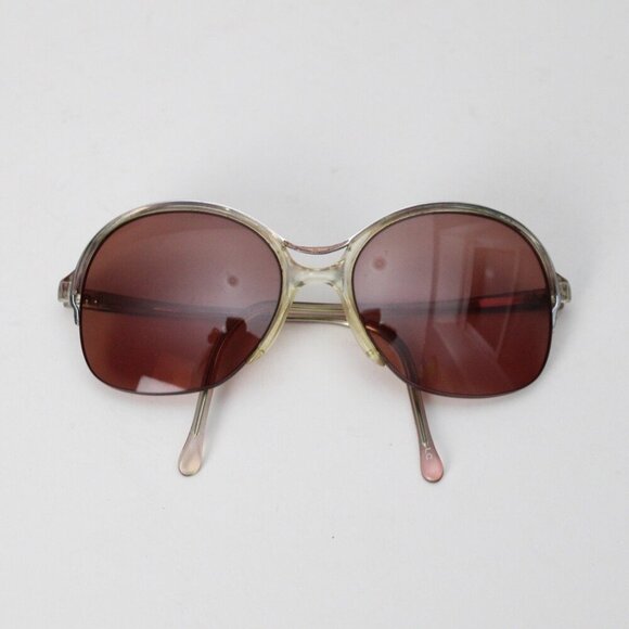 Bill Blass Lady Vintage Brown Oval Half-Rim Prescription Sunglasses - Picture 1 of 5